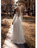 Ivory Satin Lace V Back Sexy Wedding Dress